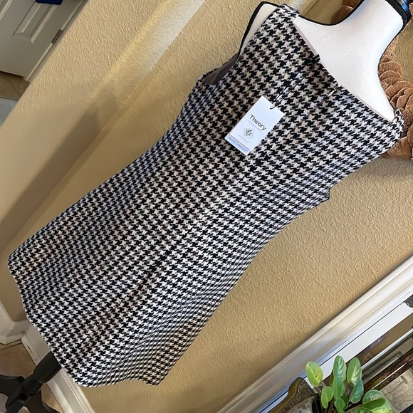 Theory Tweed Shift Dress . Houndstooth . Size 12 - Picture 2 of 7